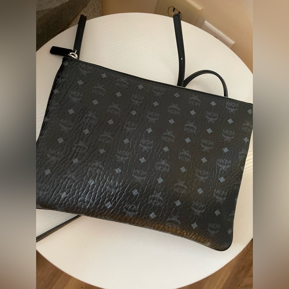 MCM Crossbody Pouch in Visetos Original - Black